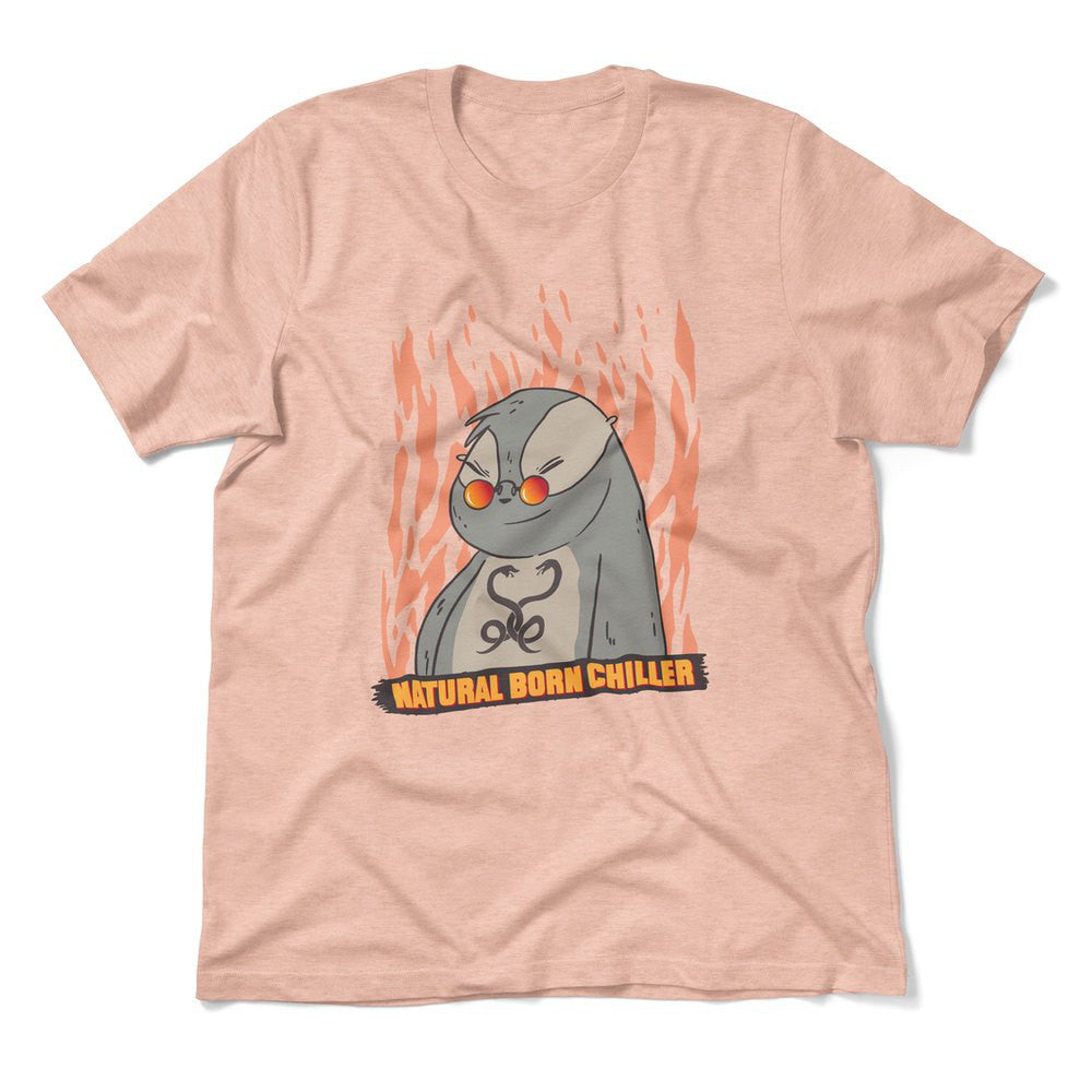 Natural Born Chiller Men/Unisex T-Shirt in Heather Peach color
