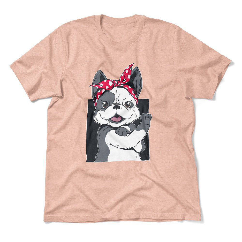French Bulldog Men/Unisex T-Shirt in Heather Peach color