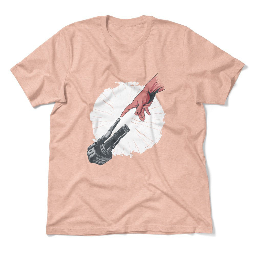 Creation Of Adam - Motorcycle Men/Unisex T-Shirt in Heather Peach color