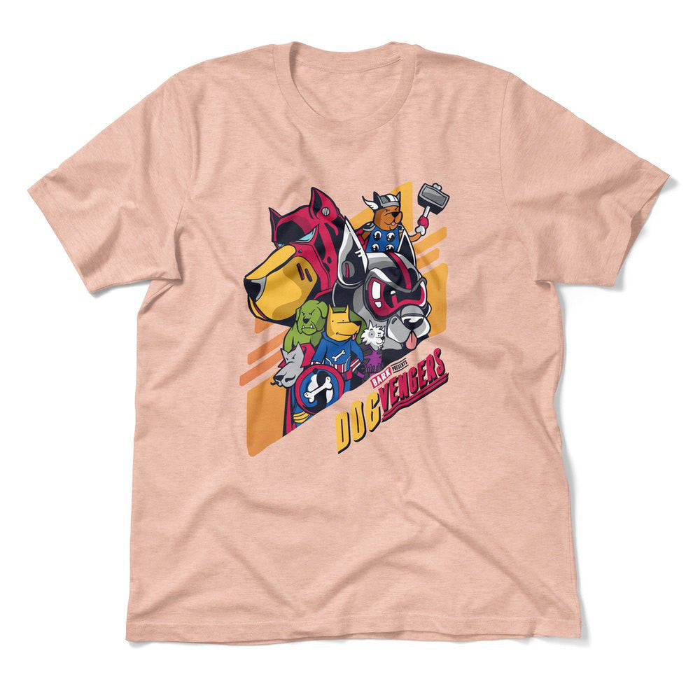 Dogvengers Men/Unisex T-Shirt in Heather Peach color