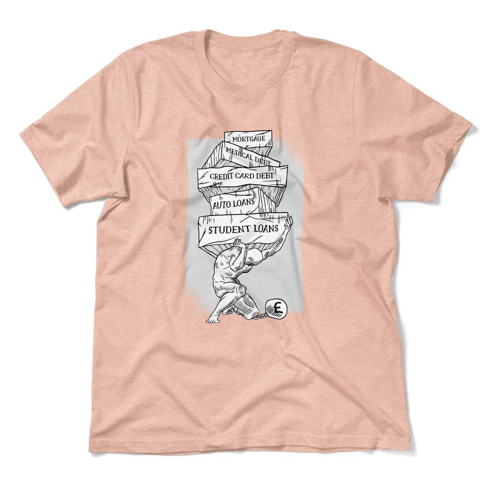 Debt Atlas Men/Unisex T-Shirt in Heather Peach color