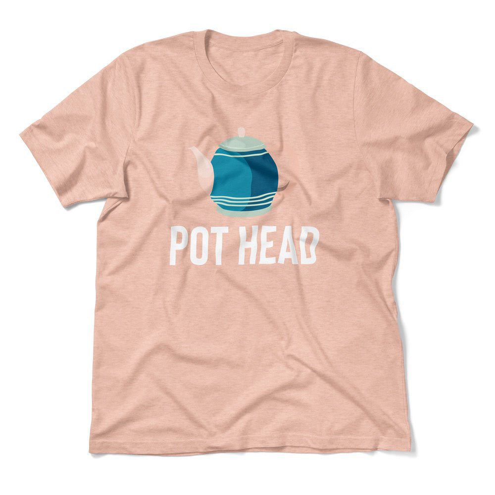 Pot Head Men/Unisex T-Shirt in Heather Peach color