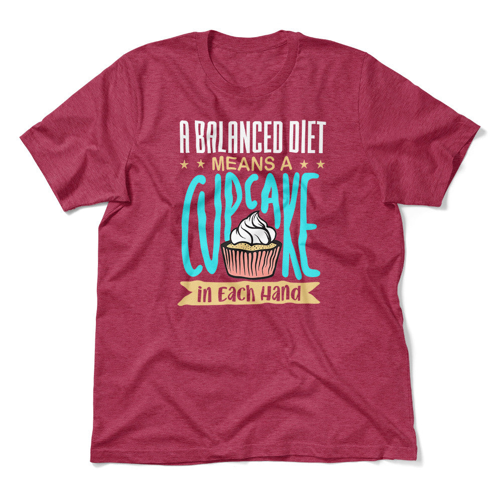 Cupcake - A Balanced Diet Men/Unisex T-Shirt in Heather Raspberry color