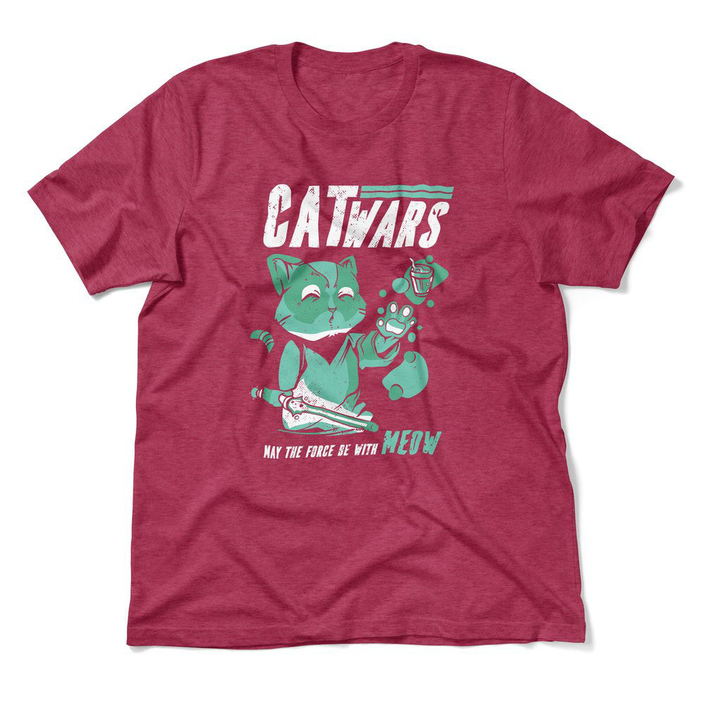 Cat Wars - May The Force Be With Meow Men/Unisex T-Shirt in Heather Raspberry color