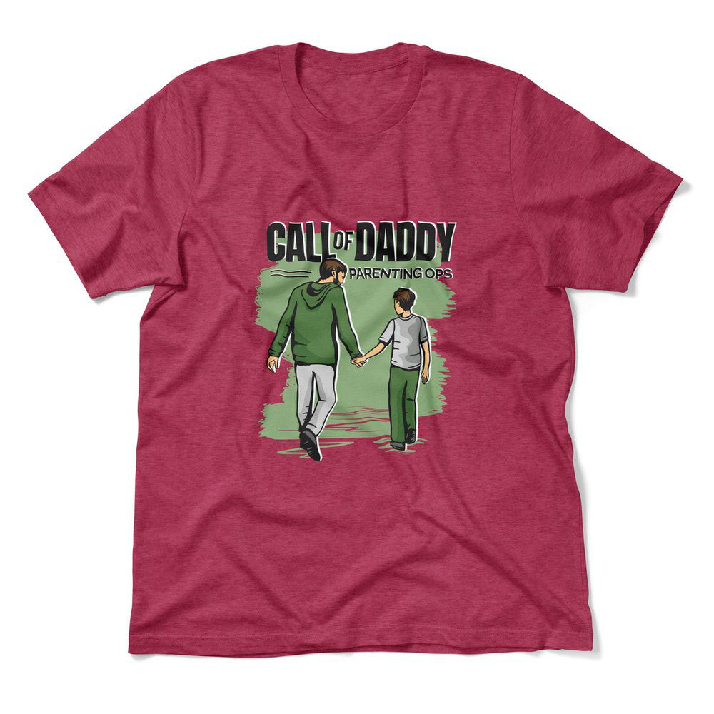 Call Of Daddy Men/Unisex T-Shirt in Heather Raspberry color