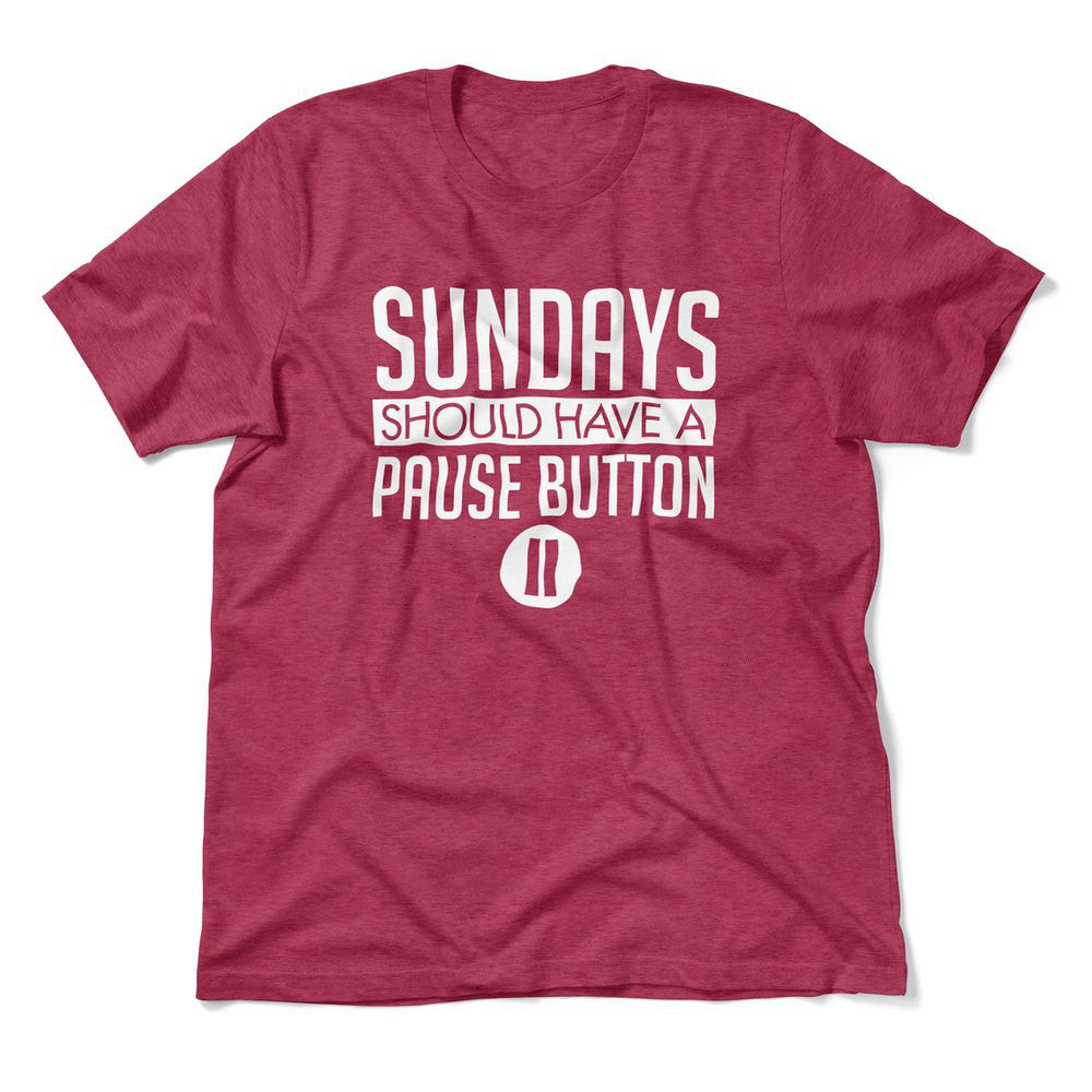 Sundays Should Have A Pause Button Men/Unisex T-Shirt in Heather Raspberry color