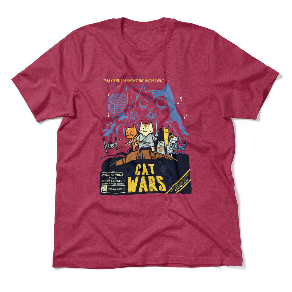Cat Wars - May The Cat Mint Be With You Men/Unisex T-Shirt in Heather Raspberry color