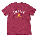 Yale Law, Just Kidding Men/Unisex T-Shirt in Heather Raspberry color