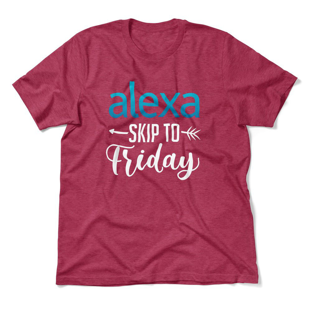 Alexa, Skip To Friday Men/Unisex T-Shirt in Heather Raspberry color