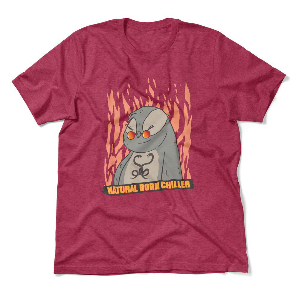 Natural Born Chiller Men/Unisex T-Shirt in Heather Raspberry color