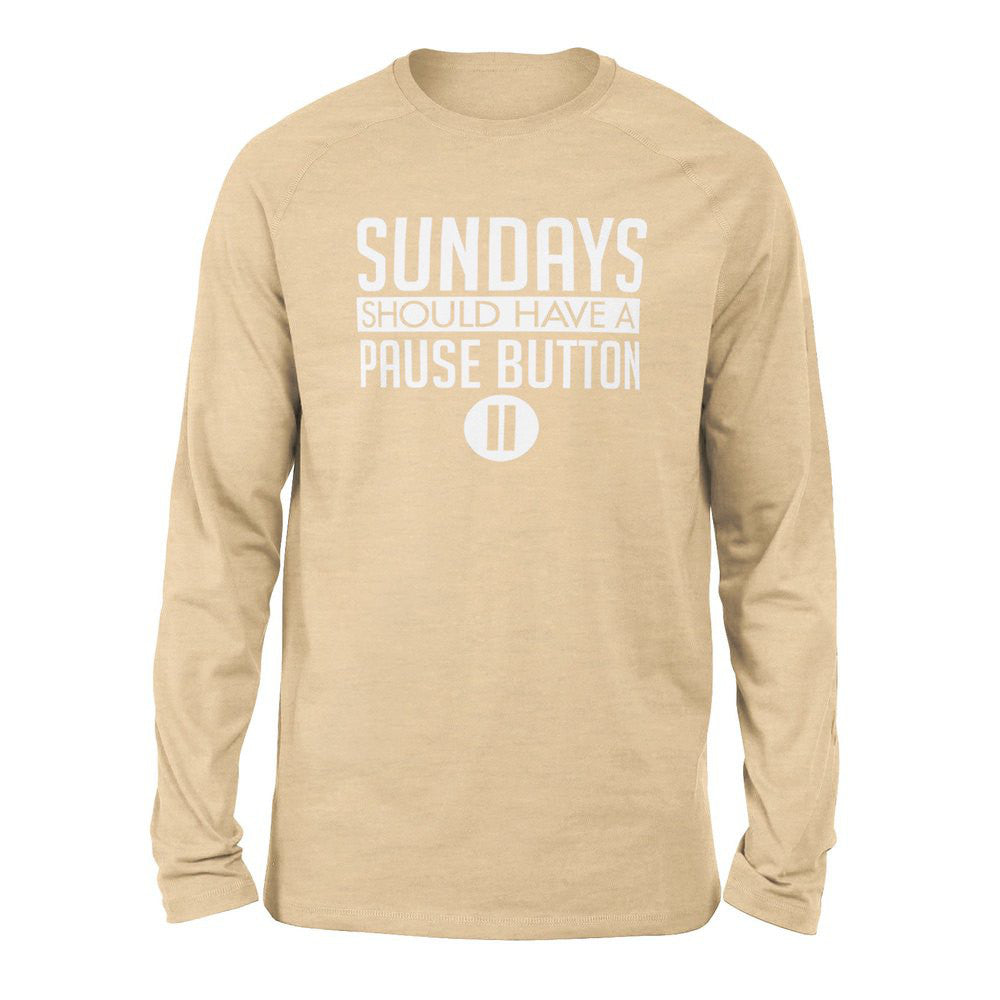 Sundays Should Have A Pause Button Men/Unisex Drop Shoulder Sweatshirt in Heather Sand Dune color