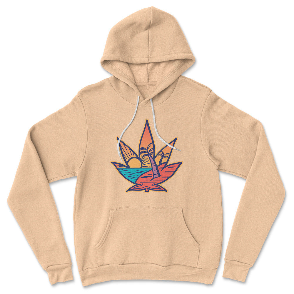 Cannabis Leaf Beach Hoodie in Heather Sand Dune color