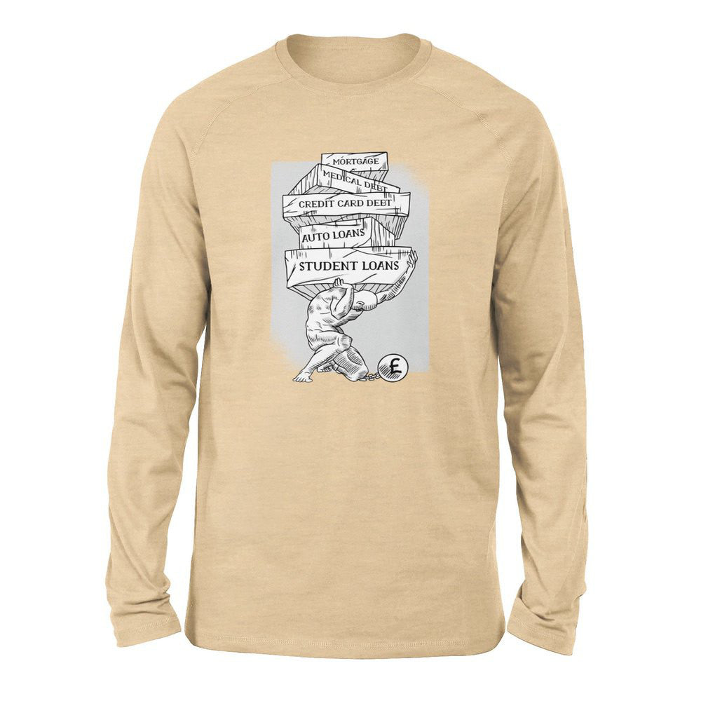 Debt Atlas Men/Unisex Drop Shoulder Sweatshirt in Heather Sand Dune color