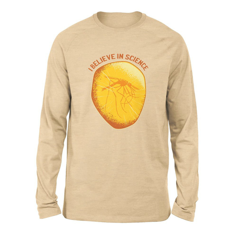 I Believe In Science Men/Unisex Drop Shoulder Sweatshirt in Heather Sand Dune color