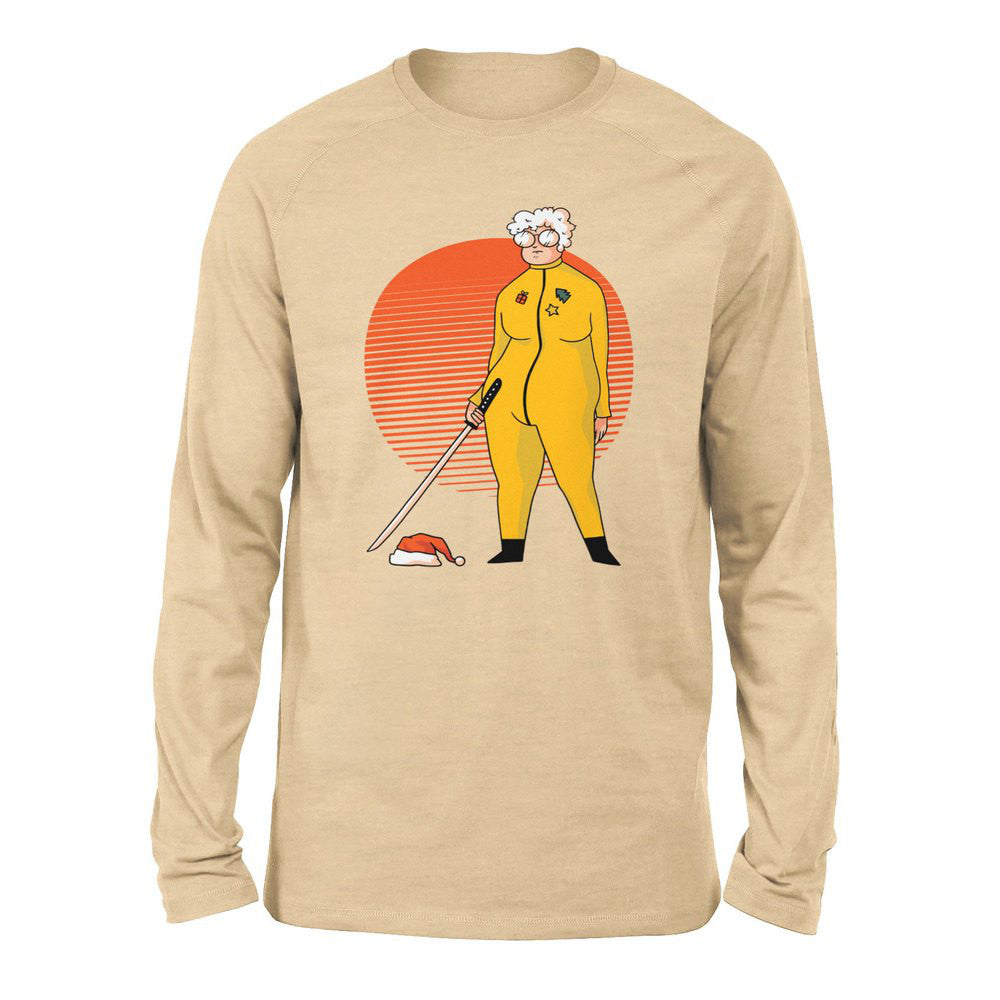 Kill Bill Mrs.santa Men/Unisex Drop Shoulder Sweatshirt in Heather Sand Dune color
