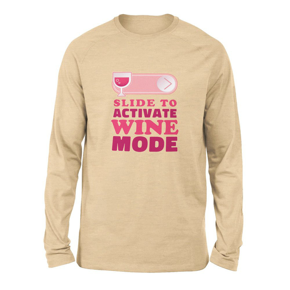 Swipe Right For Wine Mode Men/Unisex Drop Shoulder Sweatshirt in Heather Sand Dune color