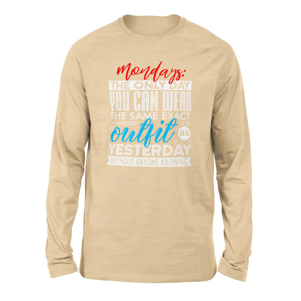 Monday, The Only Day You Can Wear The Same Exact Outfit As Yesterday Without Anyone Knowing Men/Unisex Drop Shoulder Sweatshirt in Heather Sand Dune color
