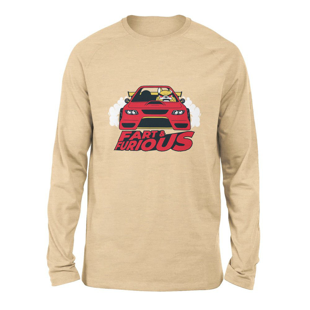 Fart And Furious Men/Unisex Drop Shoulder Sweatshirt in Heather Sand Dune color