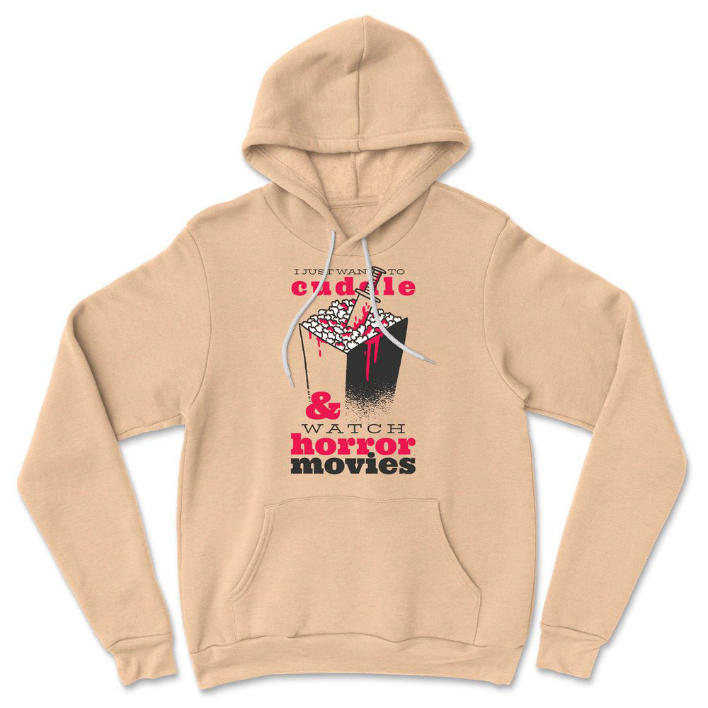 I Just Want To Cuddle And Watch Horror Movies Hoodie in Heather Sand Dune color