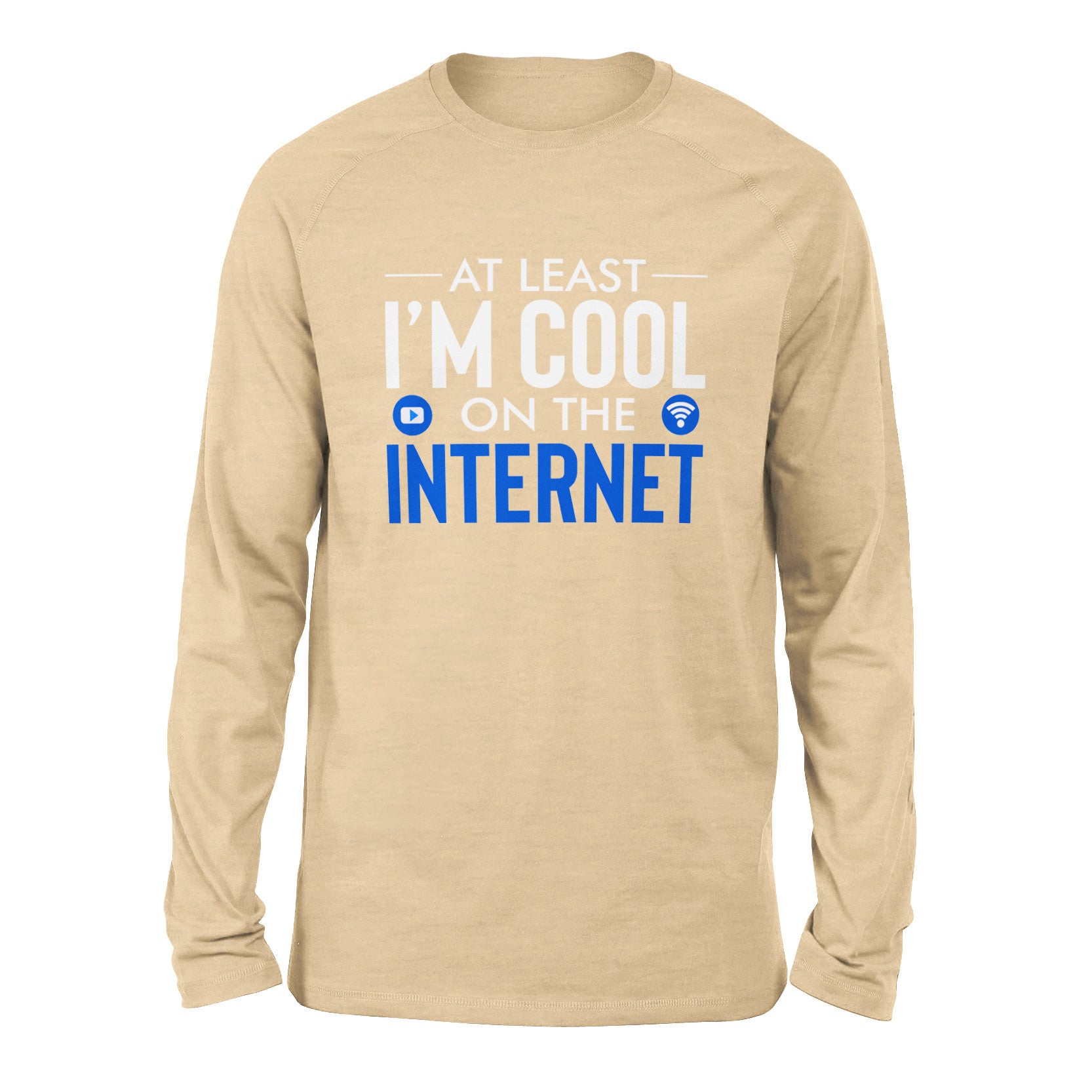 Atleast I'm Cool On The Internet Men/Unisex Drop Shoulder Sweatshirt in Heather Sand Dune color