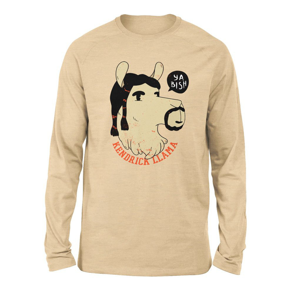 Kendrick Llama Men/Unisex Drop Shoulder Sweatshirt in Heather Sand Dune color