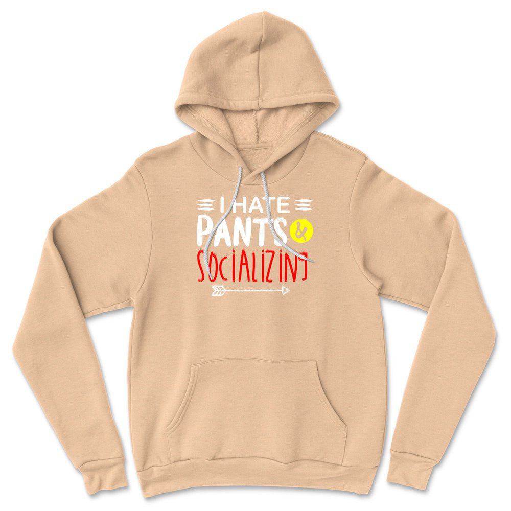 I Hate Pants & Socializing Hoodie in Heather Sand Dune color