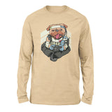 Lifeline Pug Apex Gamer Men/Unisex Drop Shoulder Sweatshirt in Heather Sand Dune color