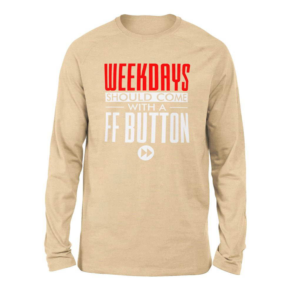 Weekdays Should Come With A Ff Button Men/Unisex Drop Shoulder Sweatshirt in Heather Sand Dune color