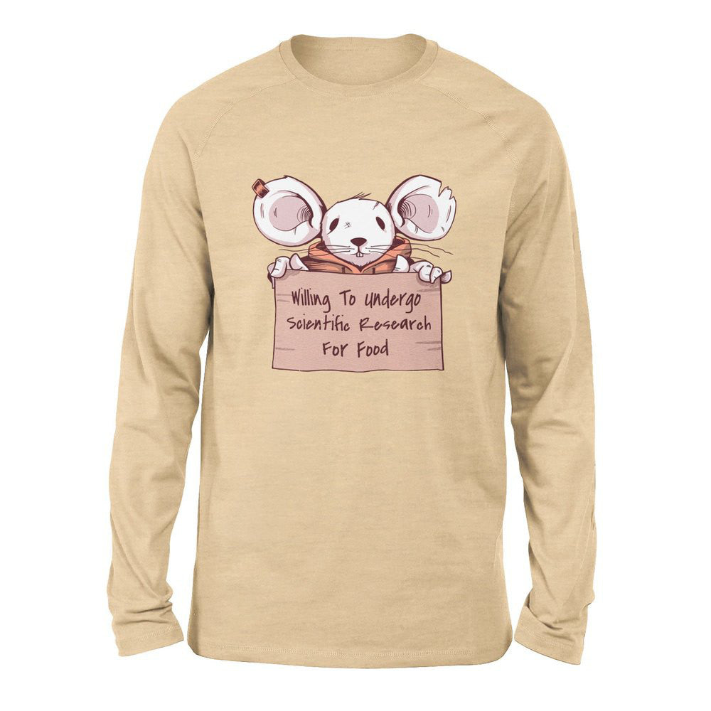 Willing To Undergo Scientific Research For Food Men/Unisex Drop Shoulder Sweatshirt in Heather Sand Dune color