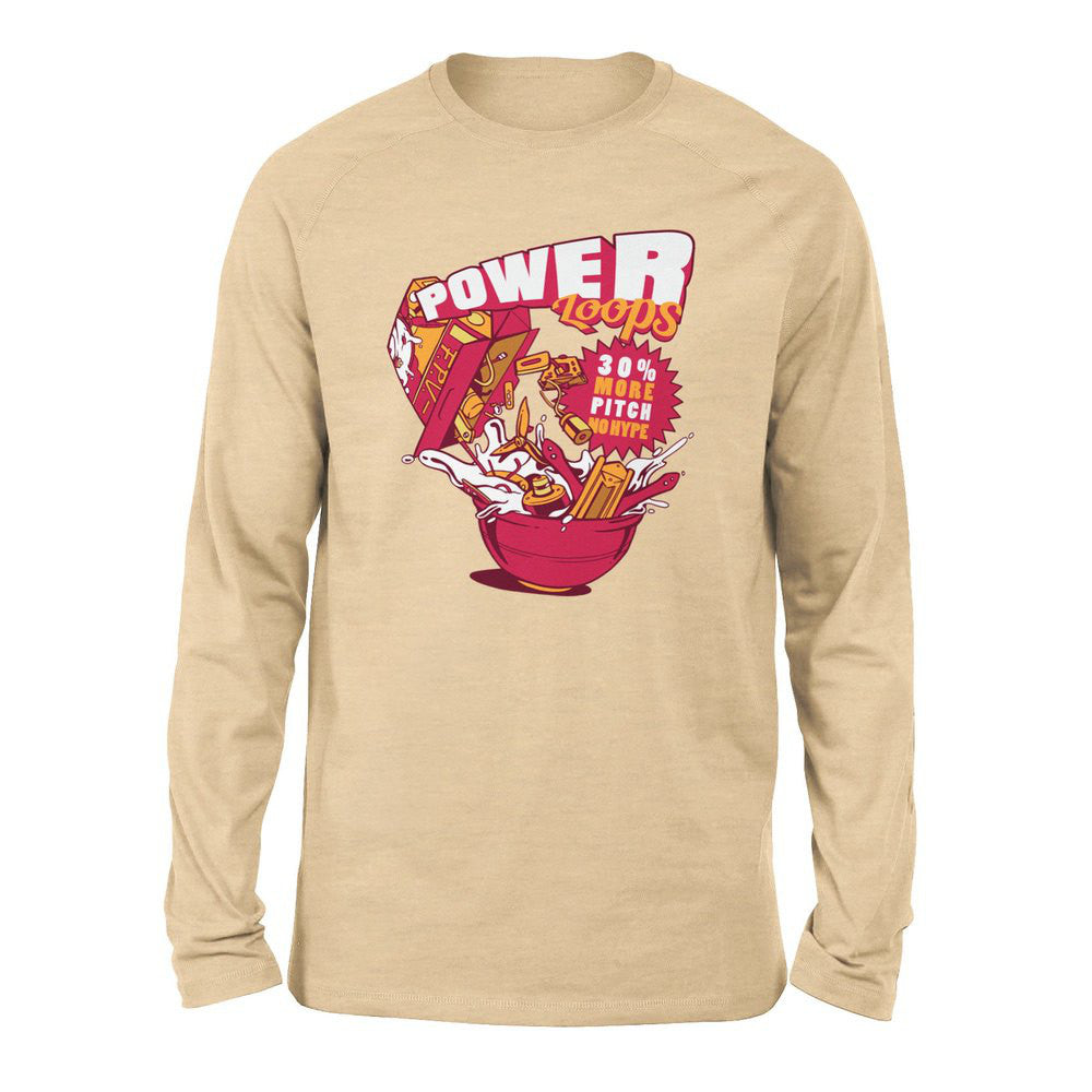 Power Loops Men/Unisex Drop Shoulder Sweatshirt in Heather Sand Dune color