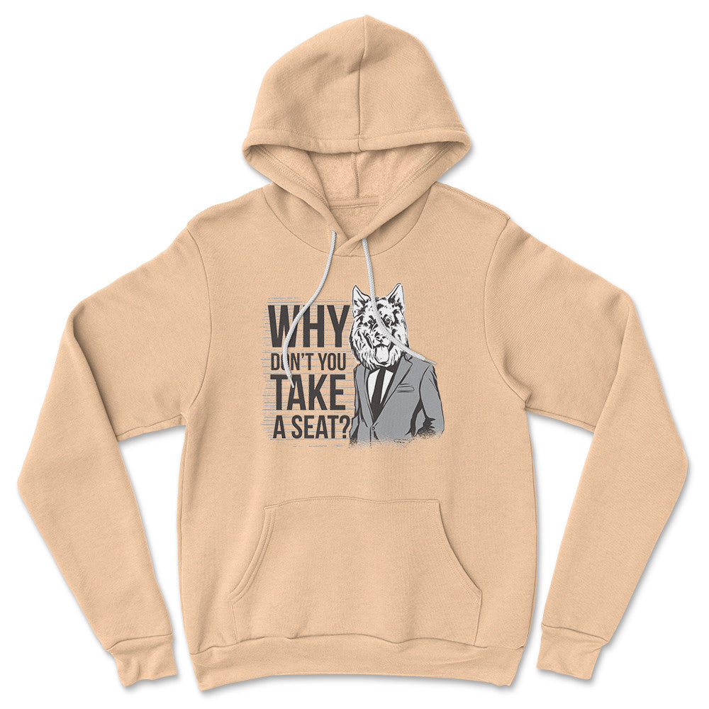 Why Dont You Take A Seat Hoodie in Heather Sand Dune color