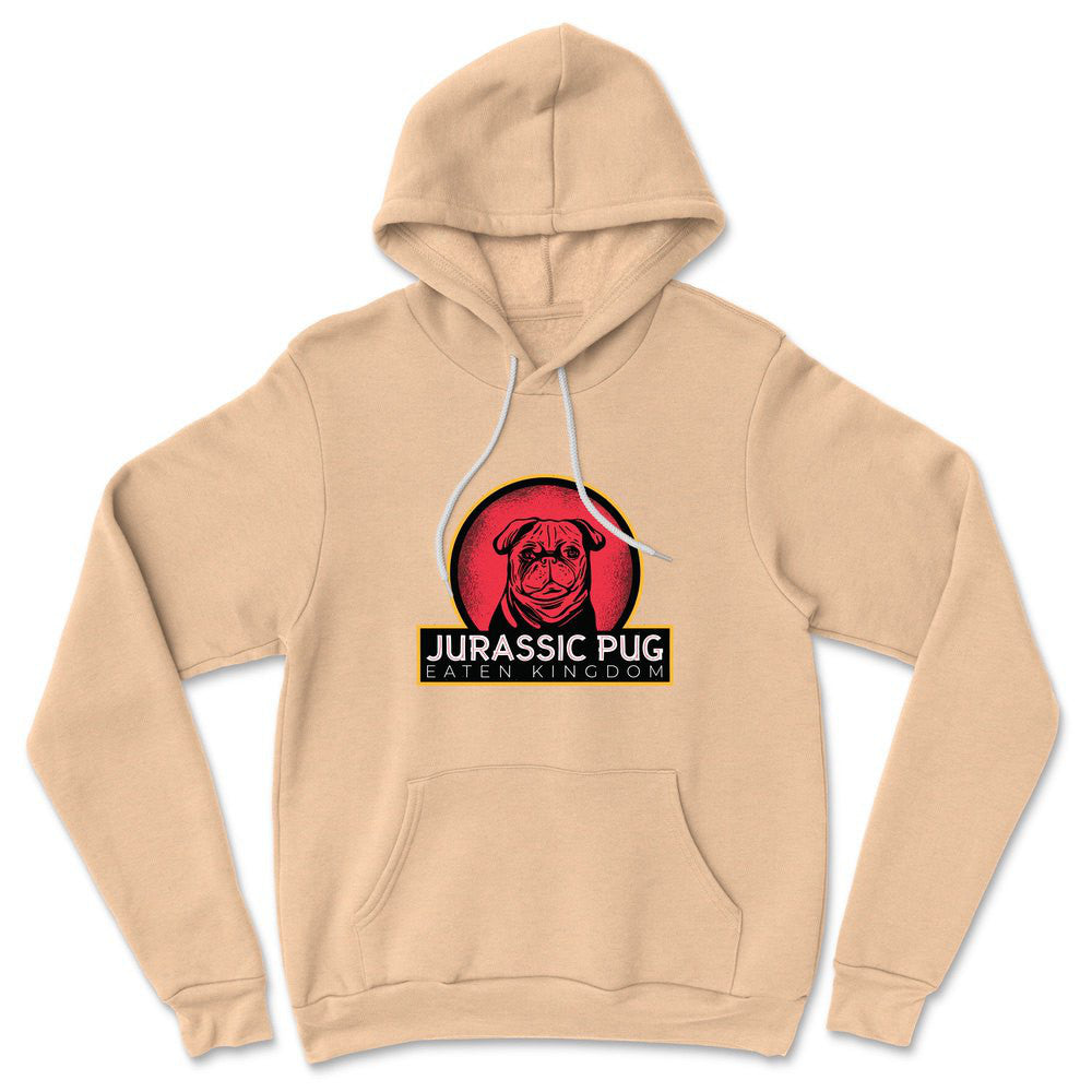 Jurassic Pug Hoodie in Heather Sand Dune color