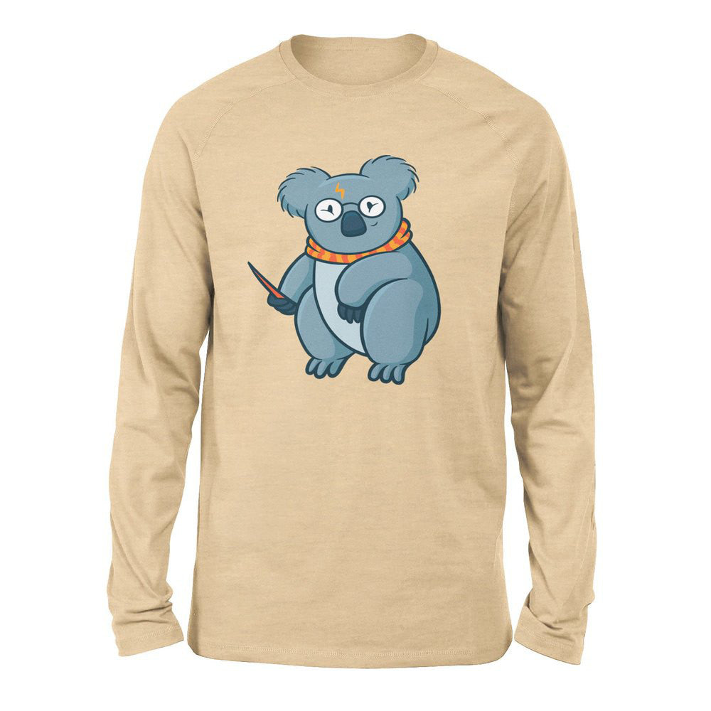 Koala Potter Men/Unisex Drop Shoulder Sweatshirt in Heather Sand Dune color