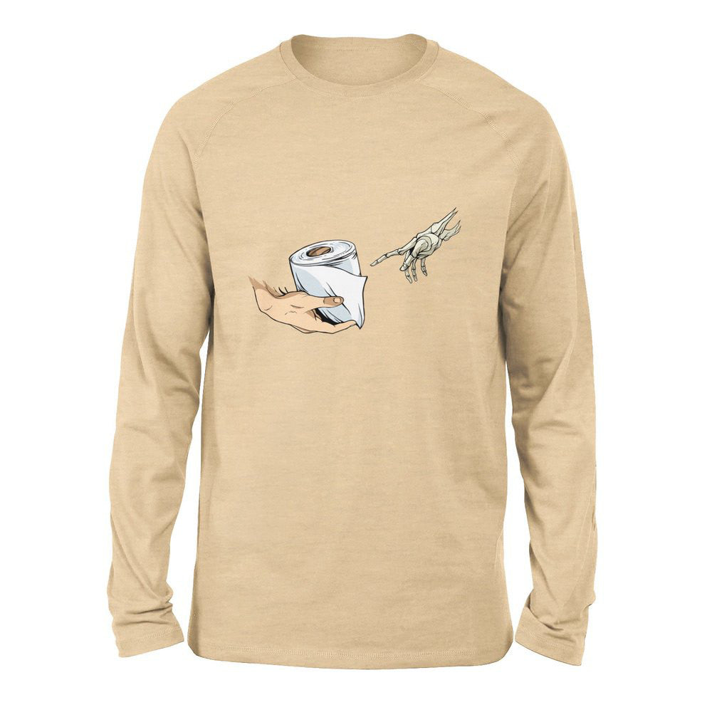 Creation Of Adam - Toilet Paper Men/Unisex Drop Shoulder Sweatshirt in Heather Sand Dune color