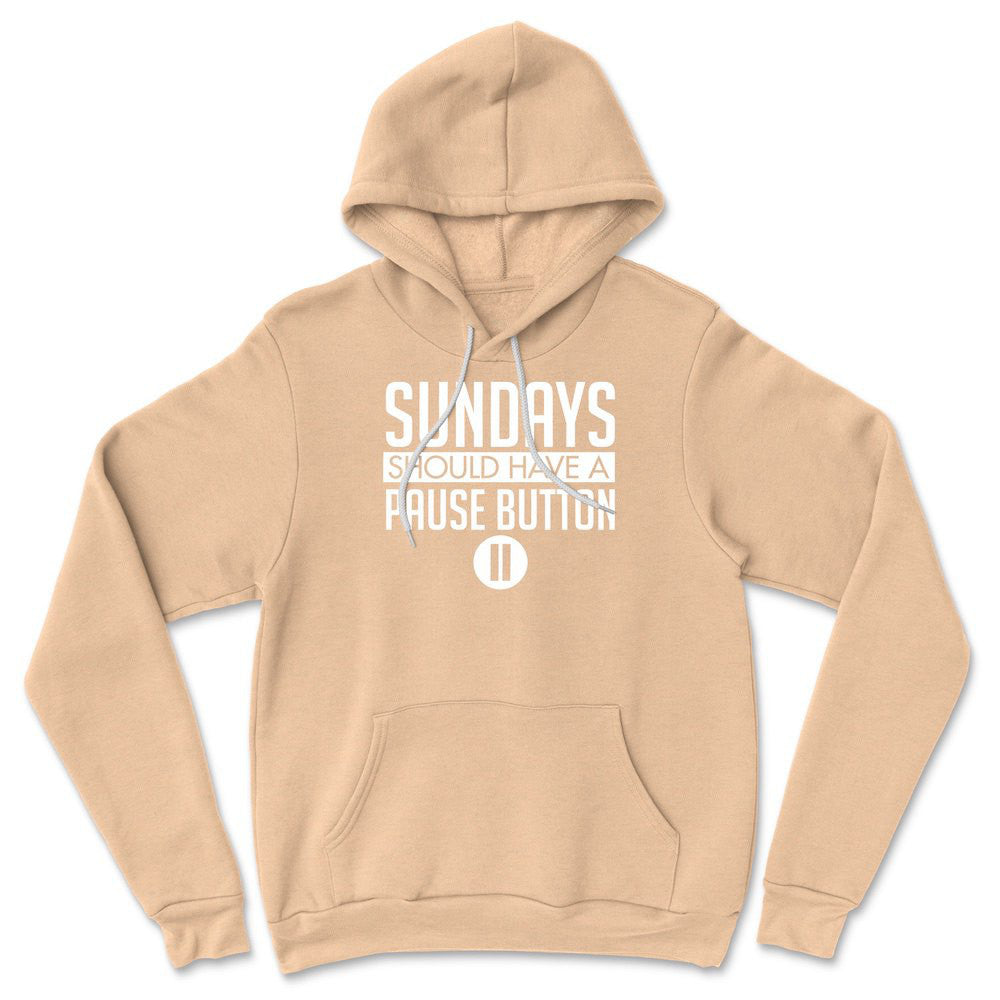 Sundays Should Have A Pause Button Hoodie in Heather Sand Dune color