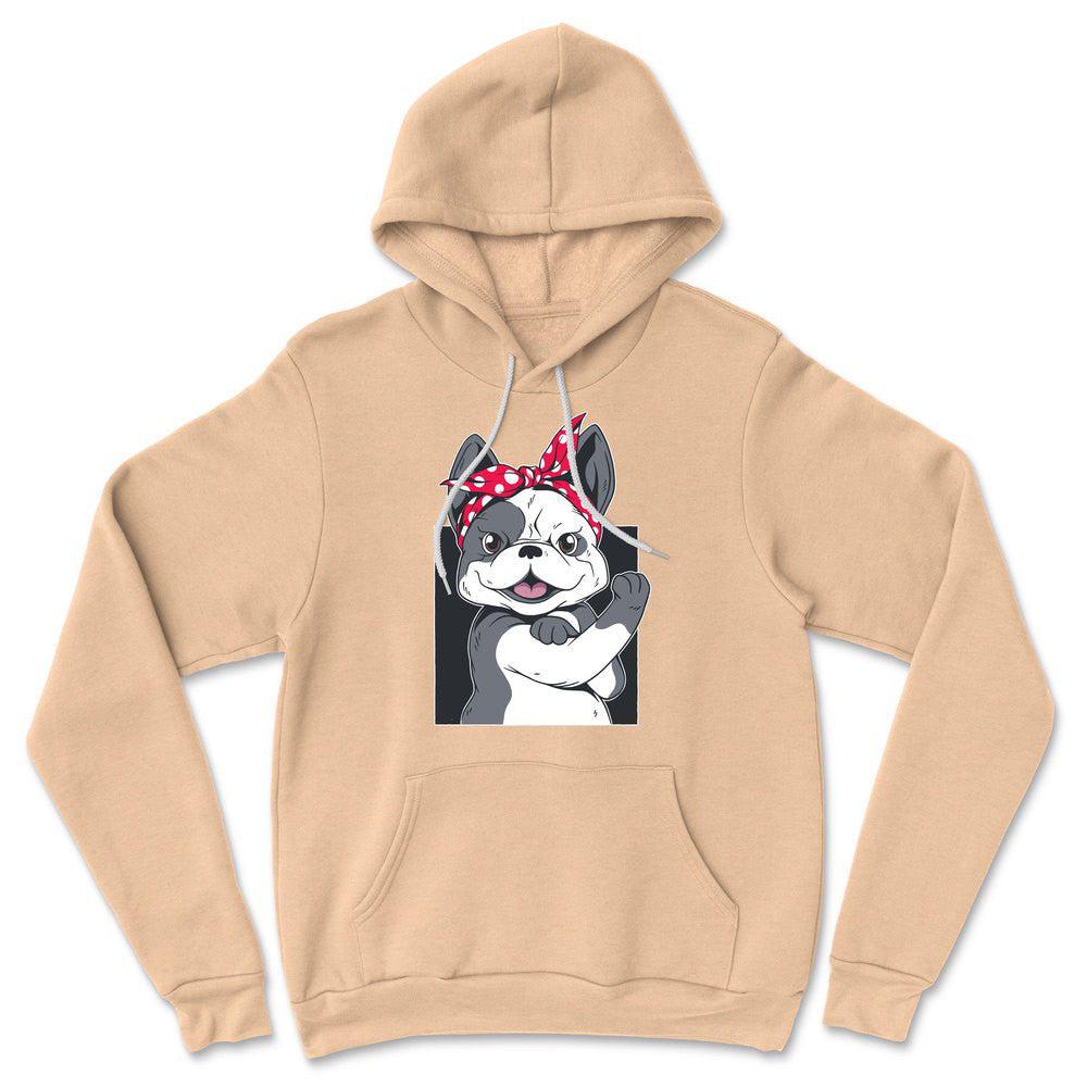 French Bulldog Hoodie in Heather Sand Dune color