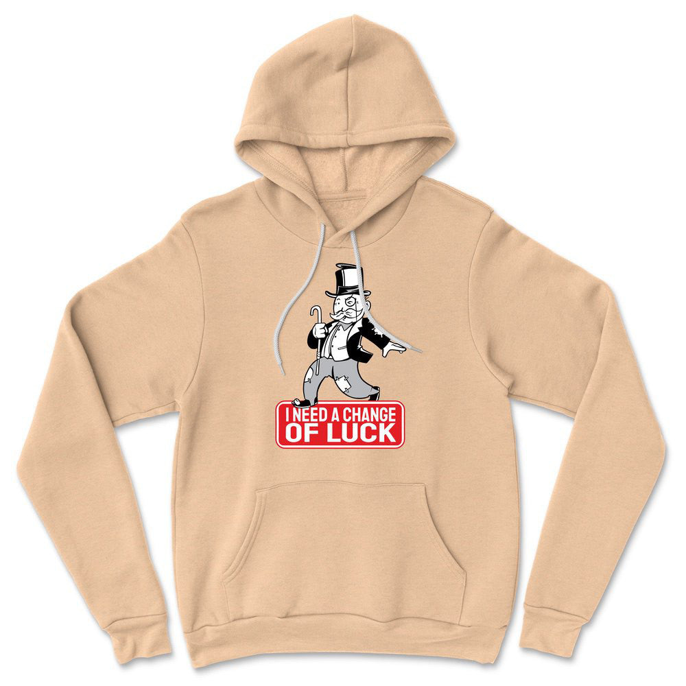 Change Luck Monopoly Parody Hoodie in Heather Sand Dune color