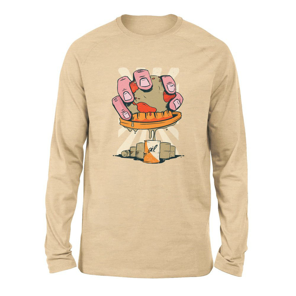 Planet Oil Squeezer Men/Unisex Drop Shoulder Sweatshirt in Heather Sand Dune color