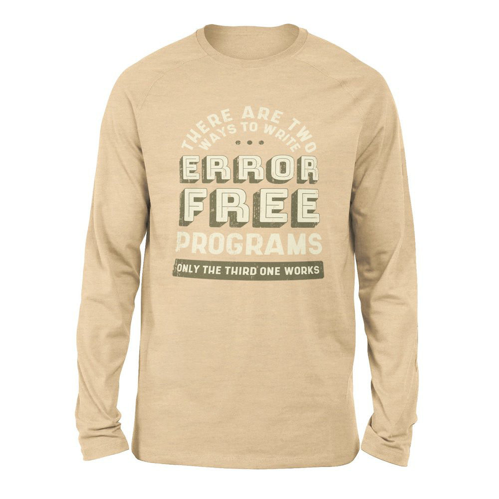 How Many Ways To Write Error Free Programs Men/Unisex Drop Shoulder Sweatshirt in Heather Sand Dune color