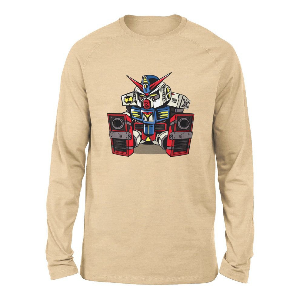 Sleepy Robot Men/Unisex Drop Shoulder Sweatshirt in Heather Sand Dune color