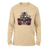 Sleepy Robot Men/Unisex Drop Shoulder Sweatshirt in Heather Sand Dune color