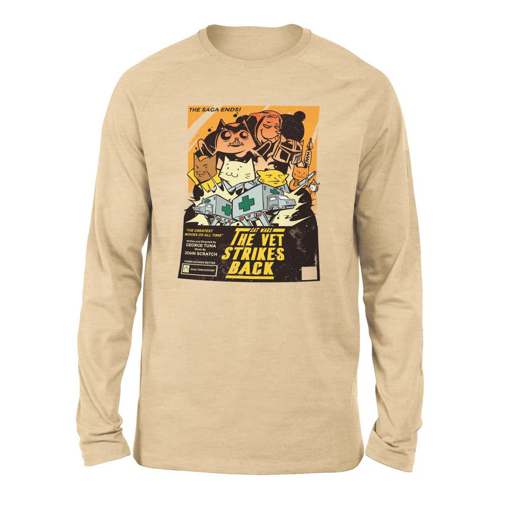 Cat Wars - The Vet Strikes Again Men/Unisex Drop Shoulder Sweatshirt in Heather Sand Dune color