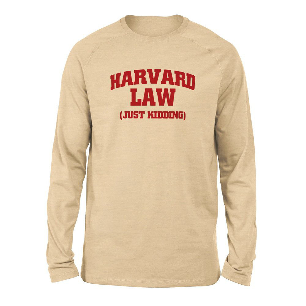 Harvard Law, Just Kidding Men/Unisex Drop Shoulder Sweatshirt in Heather Sand Dune color