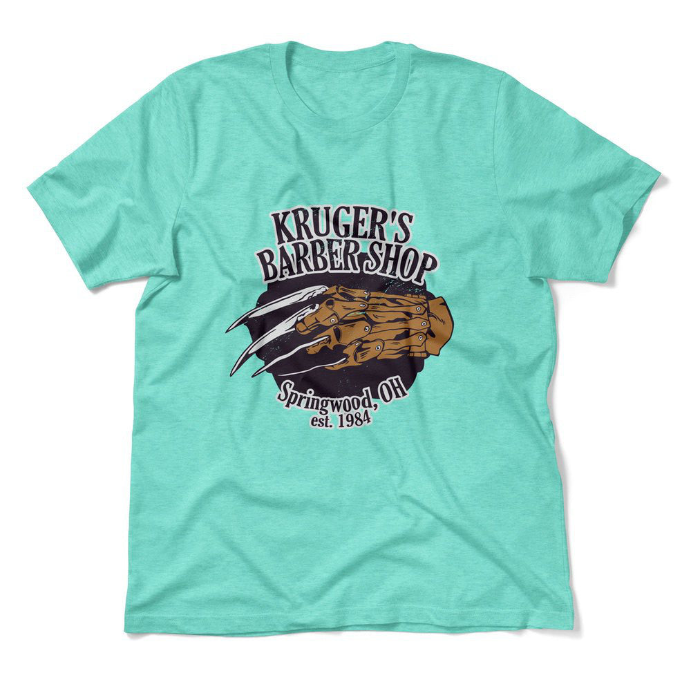 Krugers Barbershop Men/Unisex T-Shirt in Heather Sea Green color