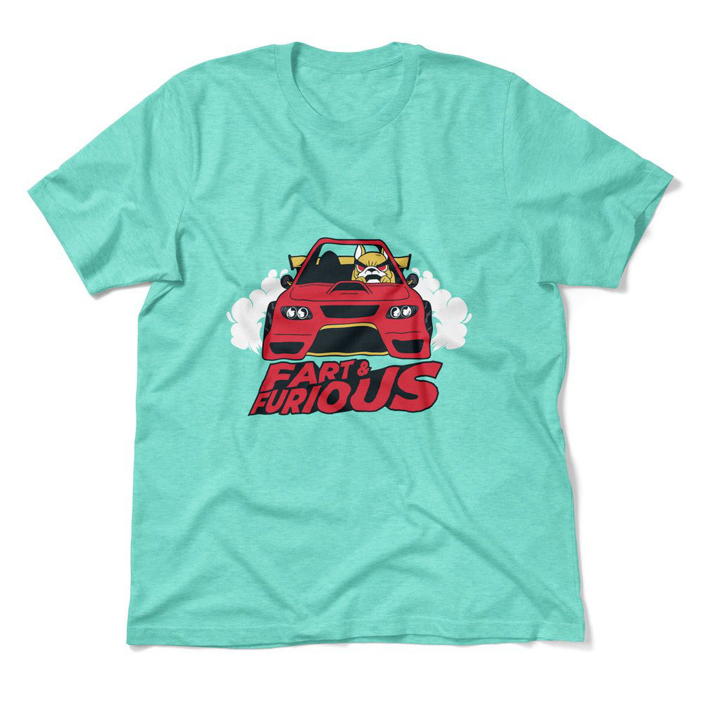 Fart And Furious Men/Unisex T-Shirt in Heather Sea Green color