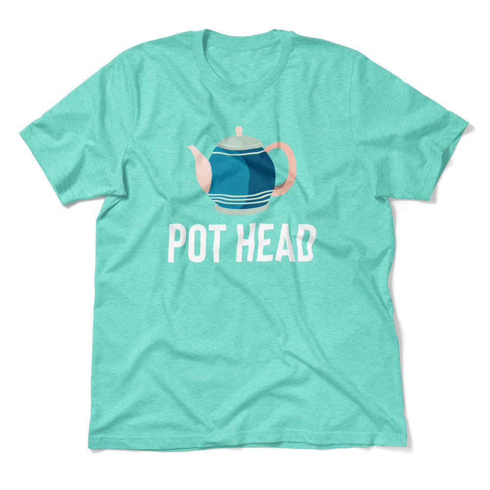 Pot Head Men/Unisex T-Shirt in Heather Sea Green color