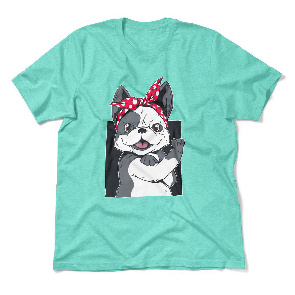 French Bulldog Men/Unisex T-Shirt in Heather Sea Green color