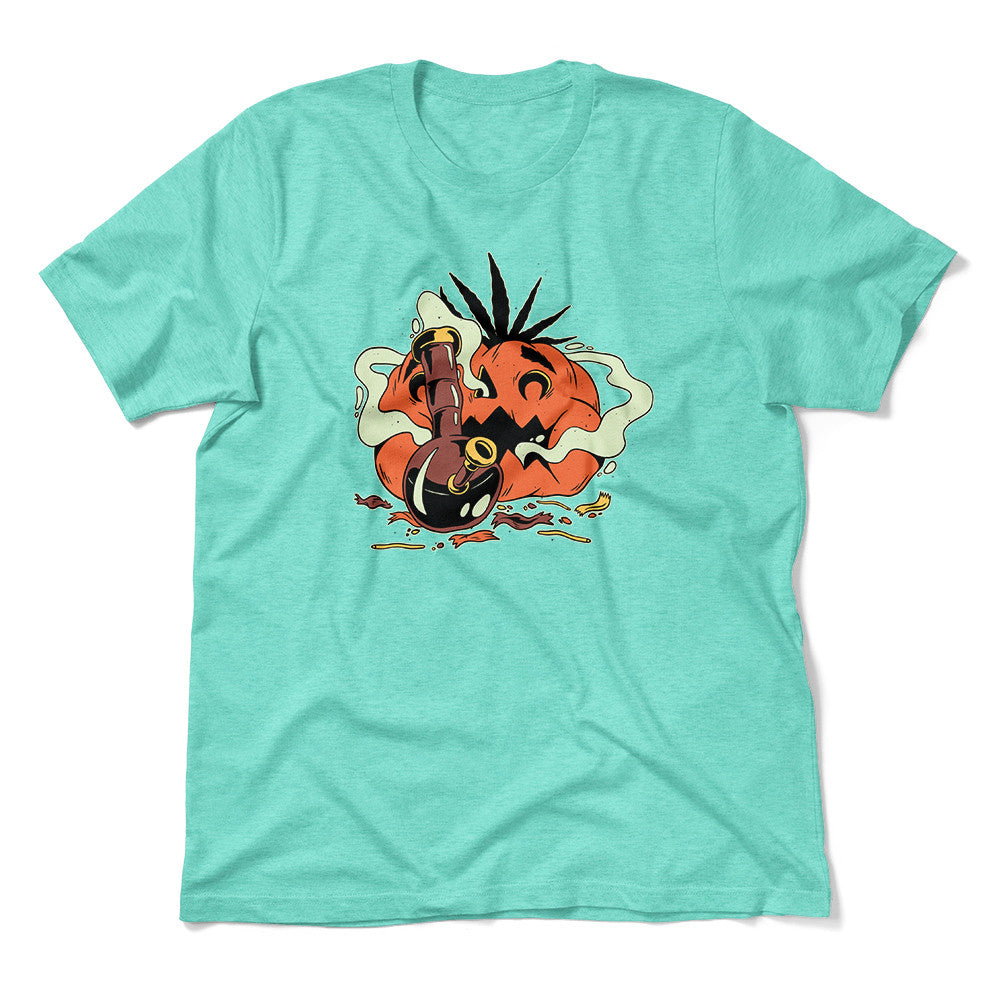 Baked Pumpkin Men/Unisex T-Shirt in Heather Sea Green color