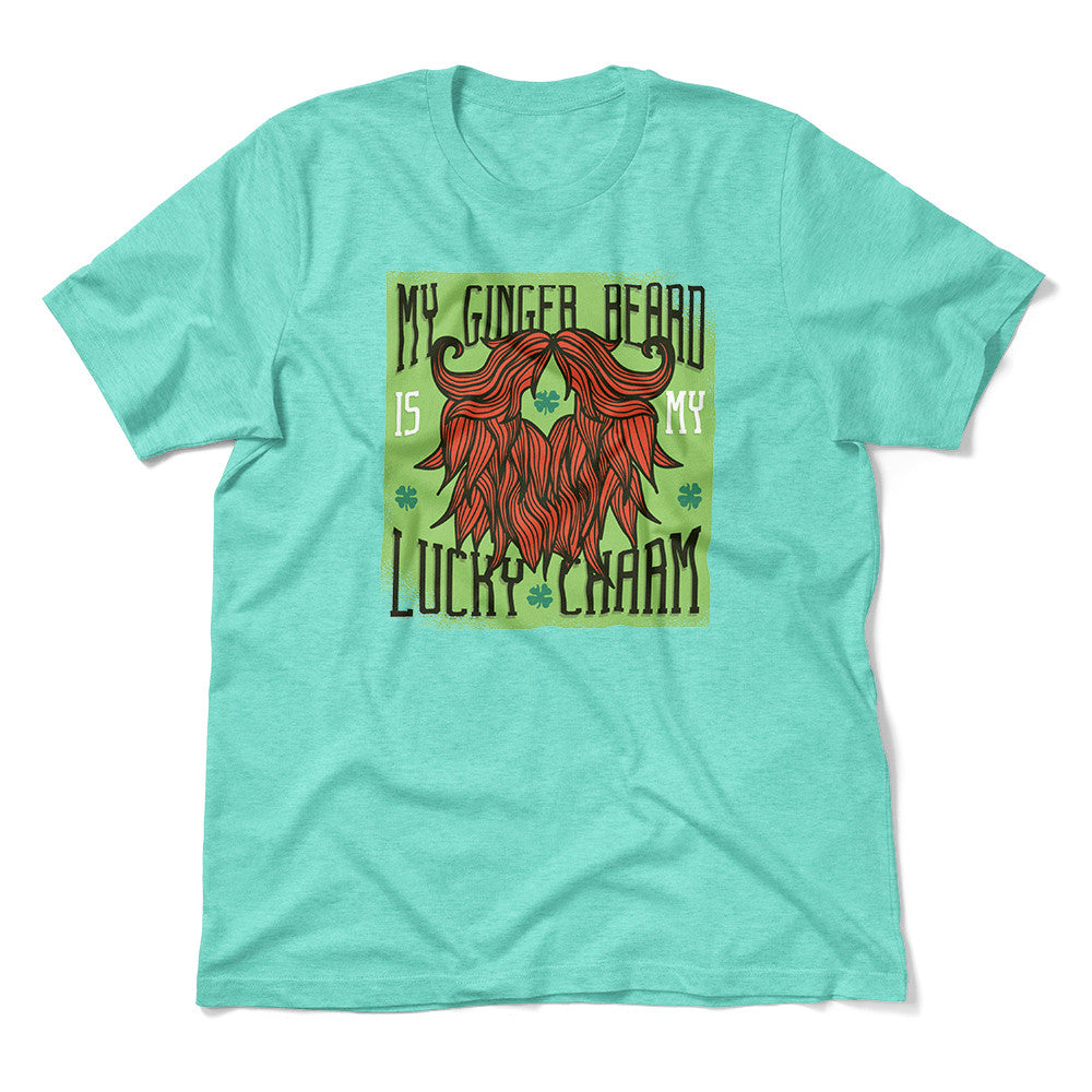 My Ginger Beard Is My Lucky Charm Men/Unisex T-Shirt in Heather Sea Green color