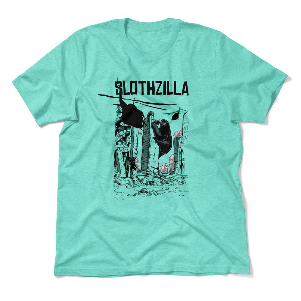 Slothzilla Men/Unisex T-Shirt in Heather Sea Green color